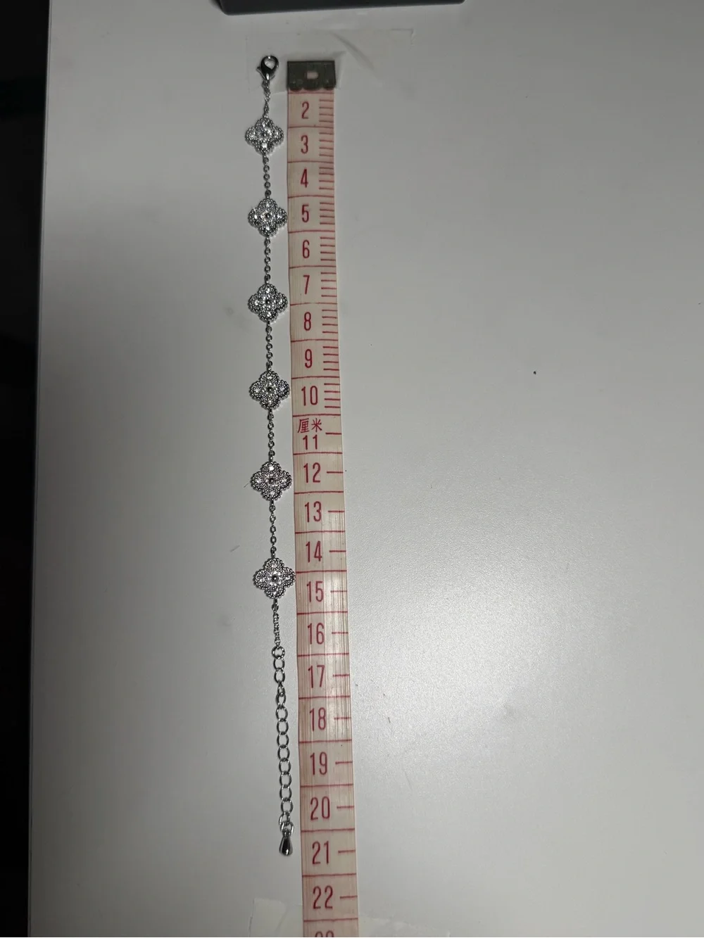 Silver Sparkling Crystal Clover Bracelet